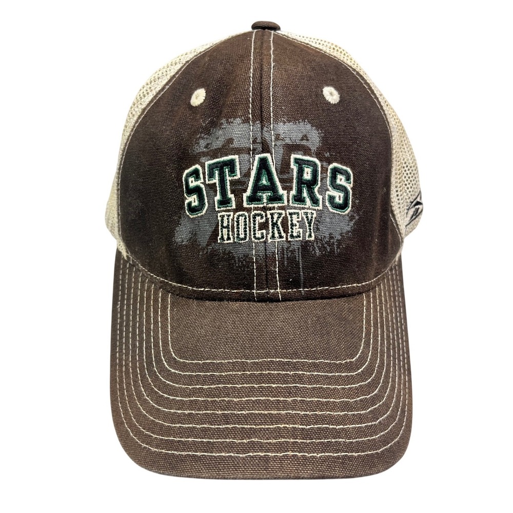 Reebok Dallas Stars NHL Hockey Trucker Hat Brown Tan Mesh Back Adjustable Cap